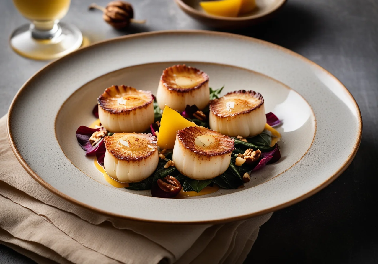 Fried Scallops with Chicory