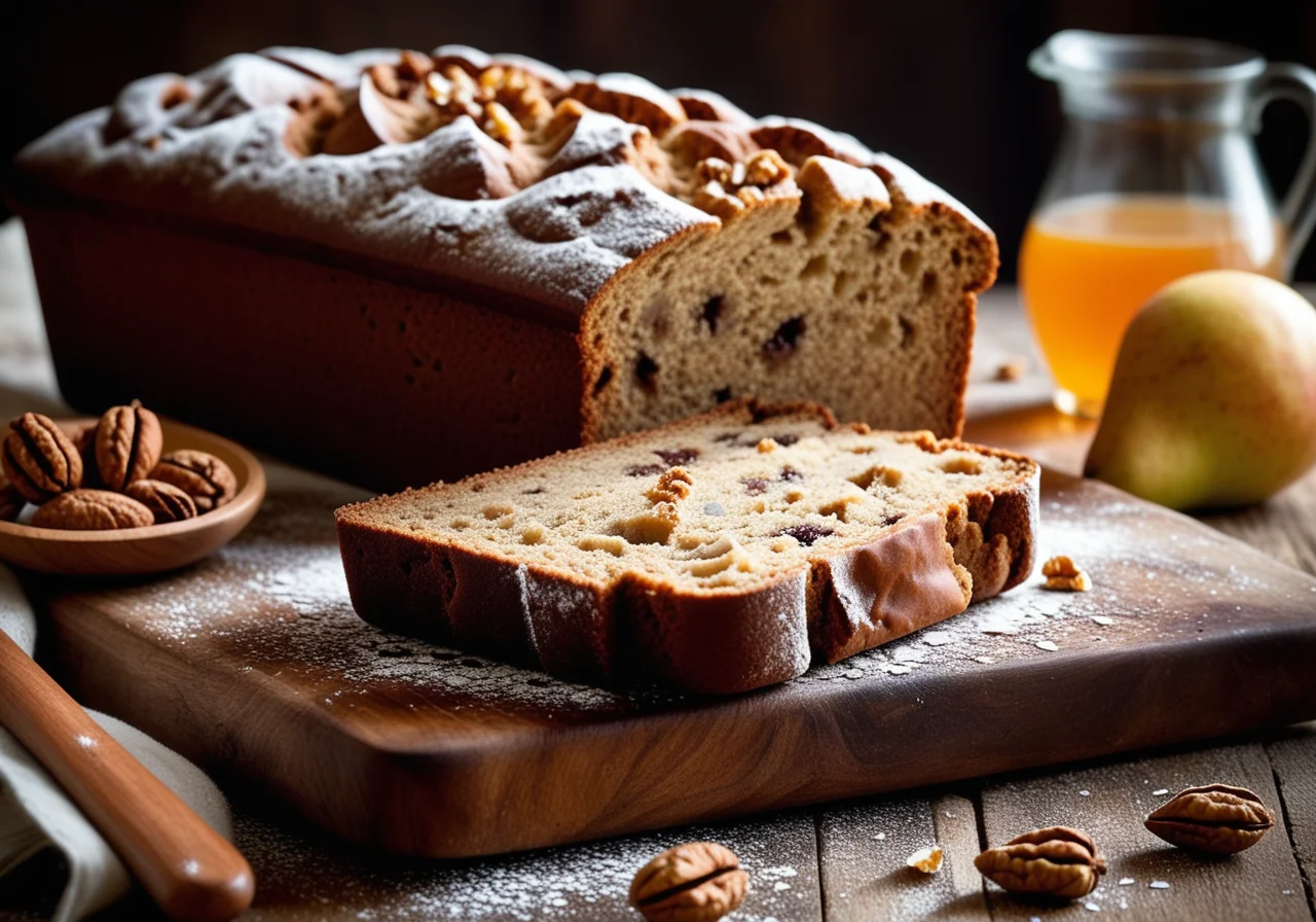 Sweet Walnut Bread with Pear