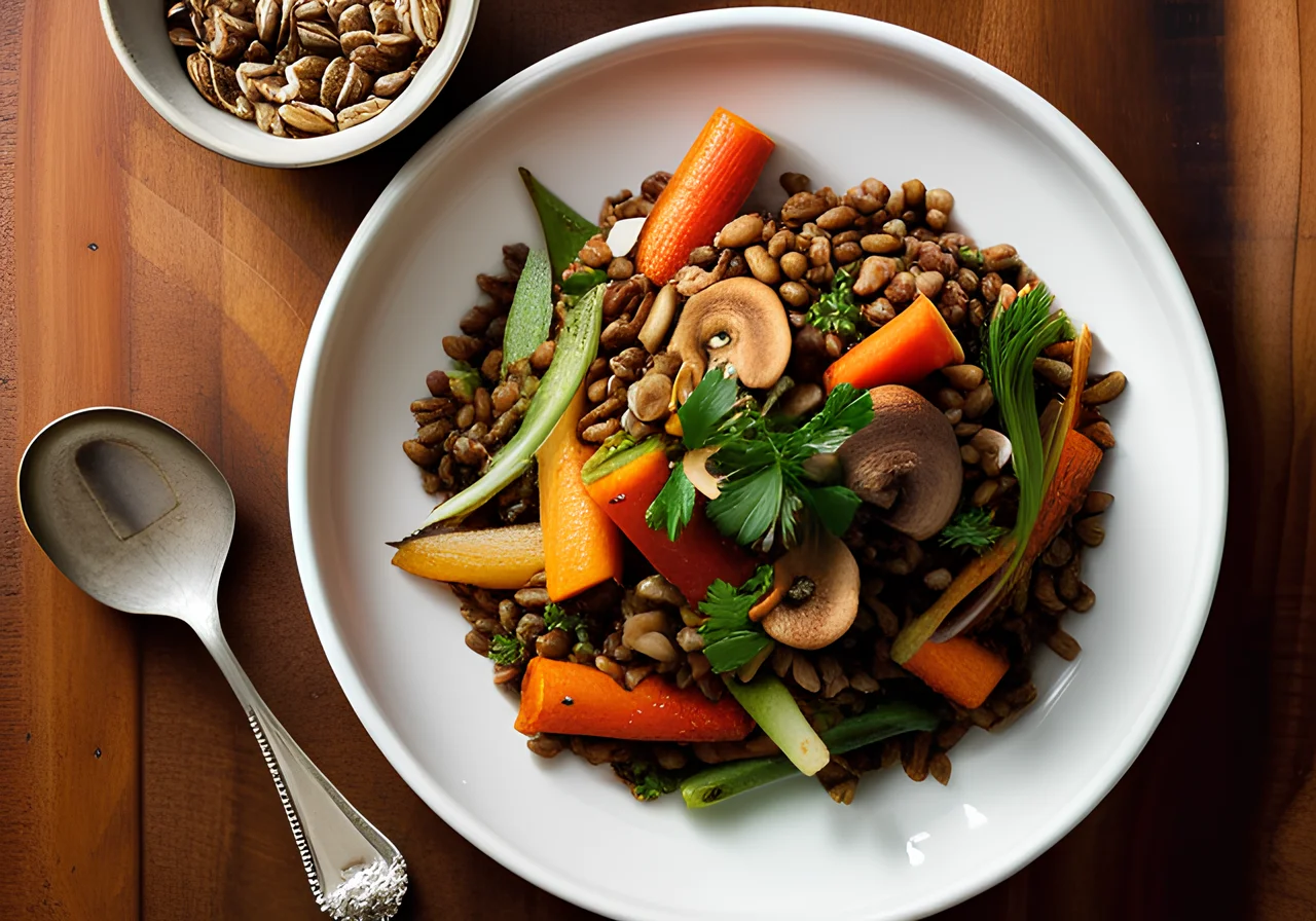 Lentil and Vegetable Skillet with Mushrooms