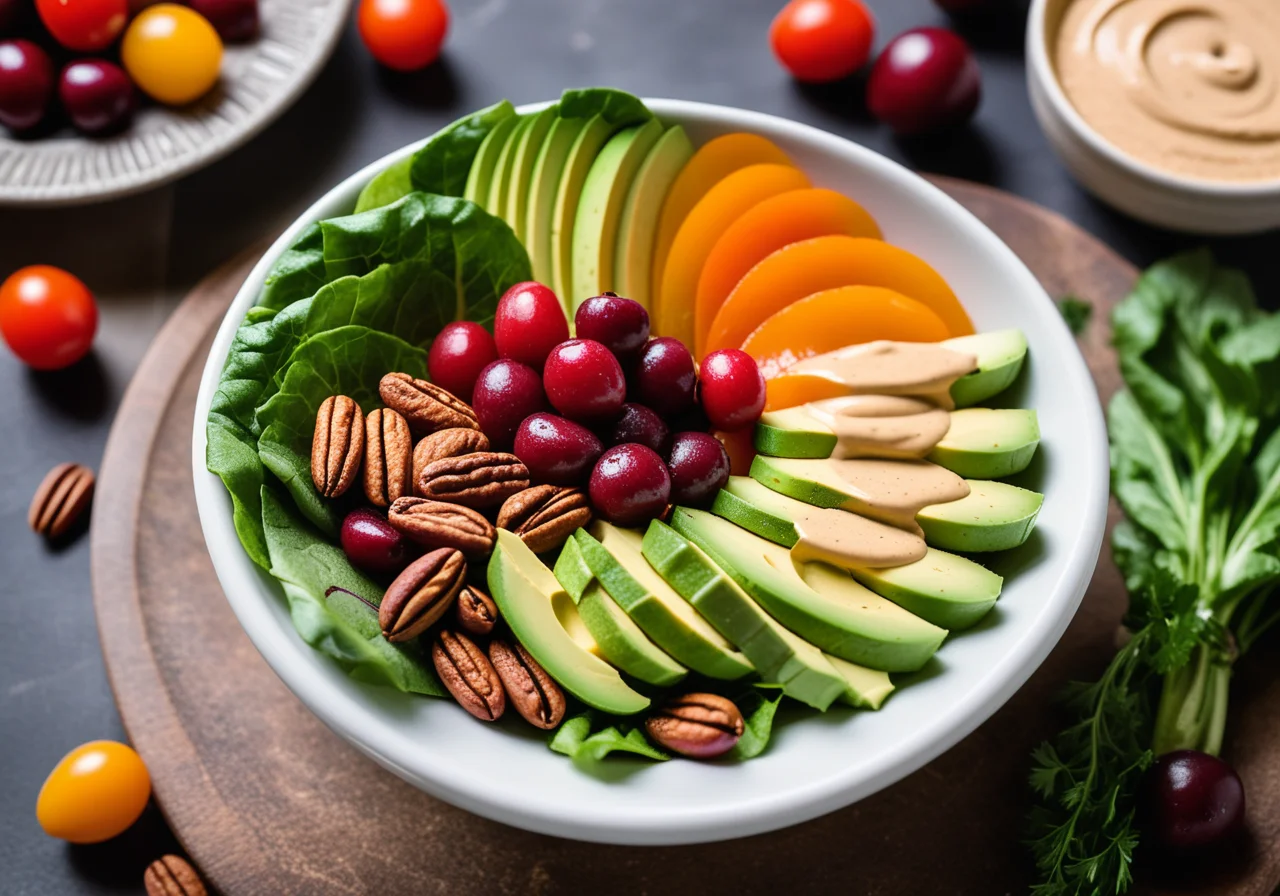 Romanasalat with Chickpeas, Beetroot and Hummus Dressing