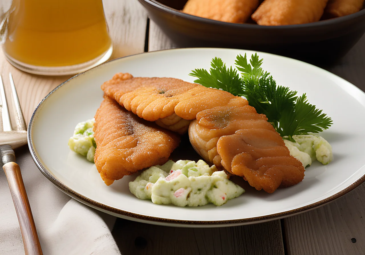 Common Carp in Beer Batter with Potato Salad