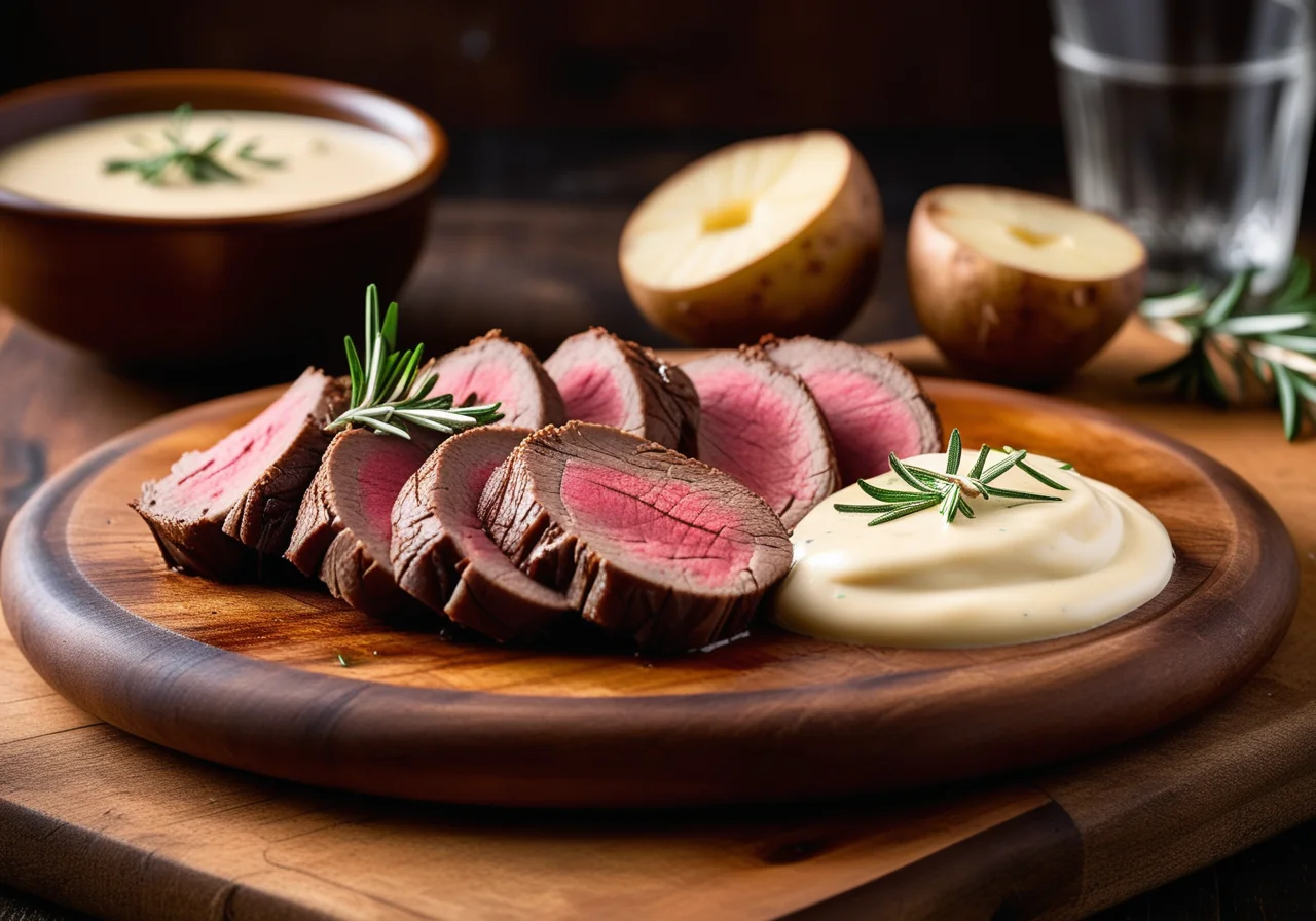 Ostrich Steak with Potatoes