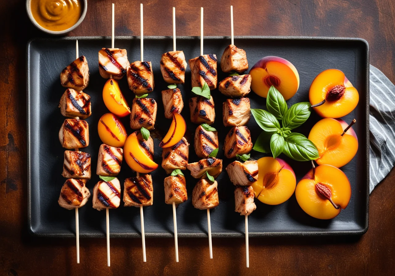 Chicken Skewer with Nectarine Sauce