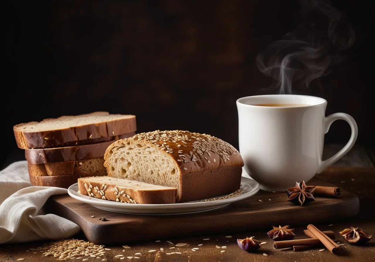 Spiced Tea with Fig‑Sesame Slice