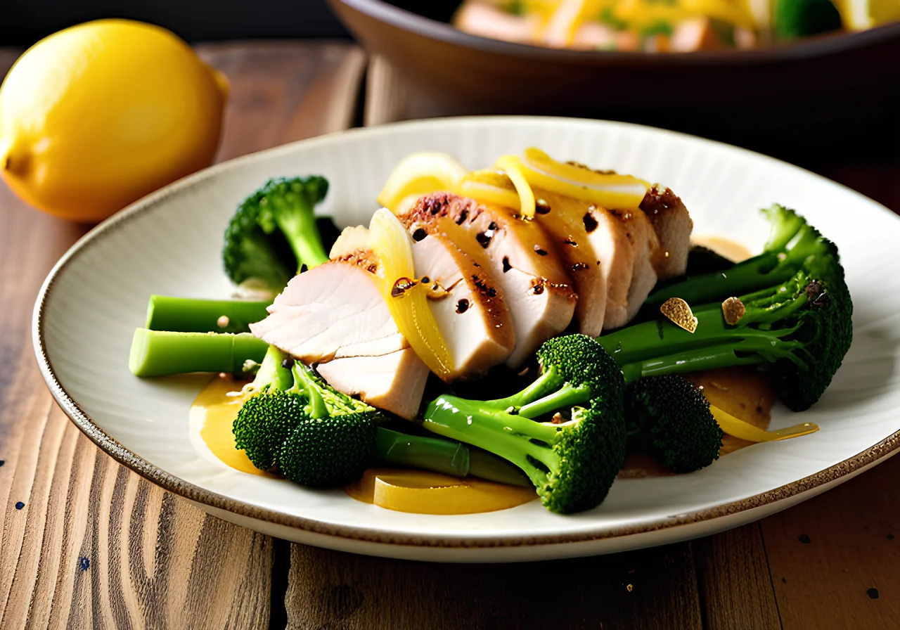 Turkey Strips with Broccoli Lemon Sauce
