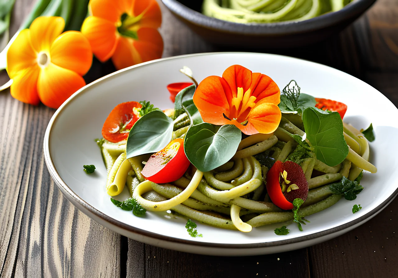 Pasta with Nasturtium and Beans