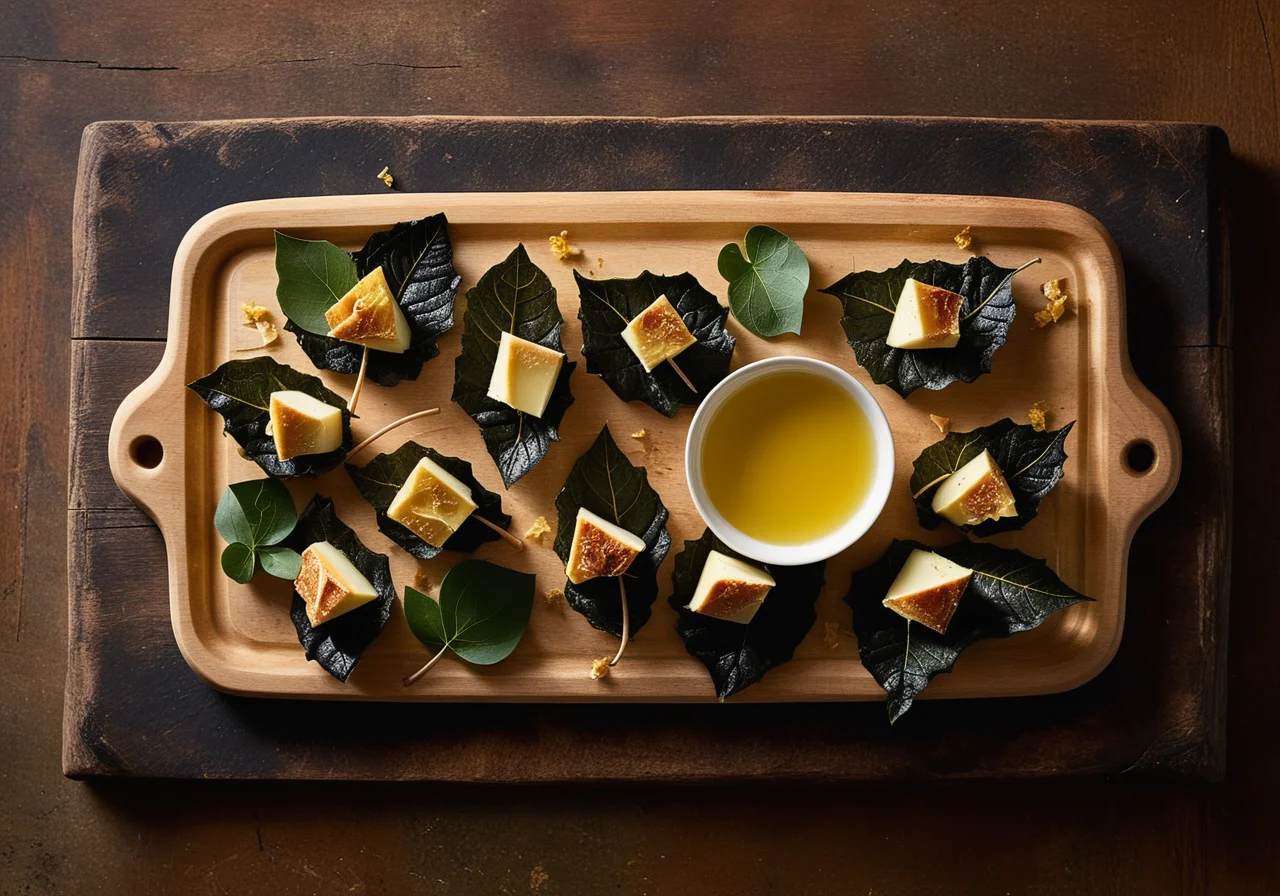Grilled Goat Cheese in Grape Leaves