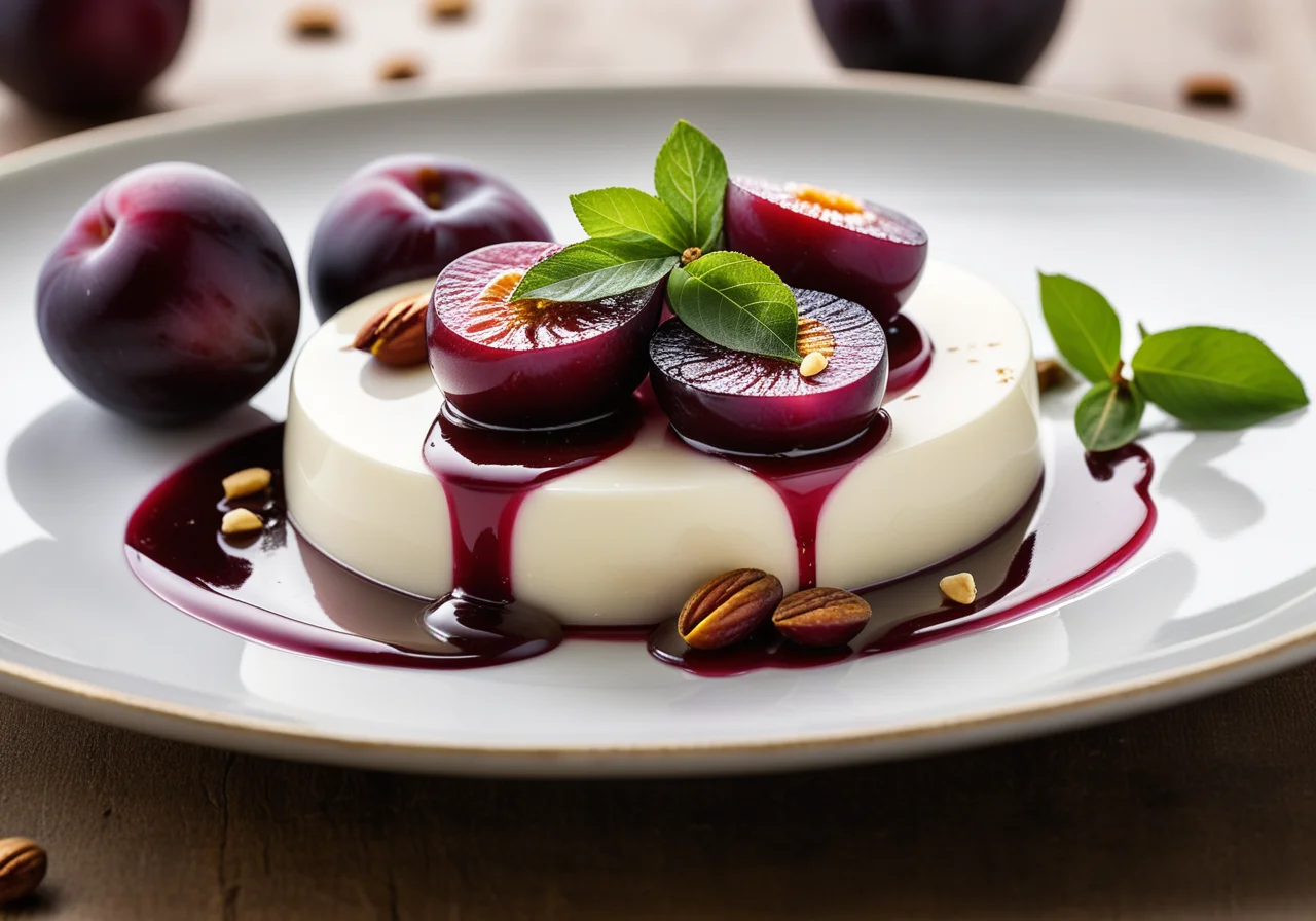 Mozzarella with Plums and Pistachios