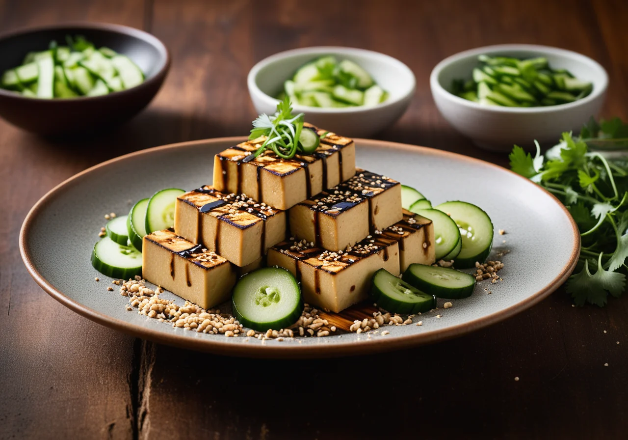 Marinated Tofu with Cucumbers