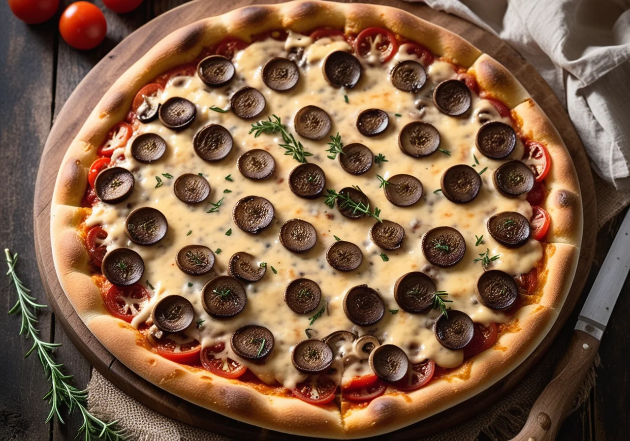 Mushroom Pizza from the Sheet