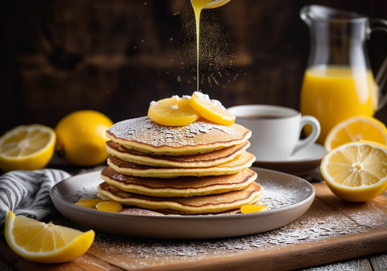 Pancakes with poppy seeds and lemon