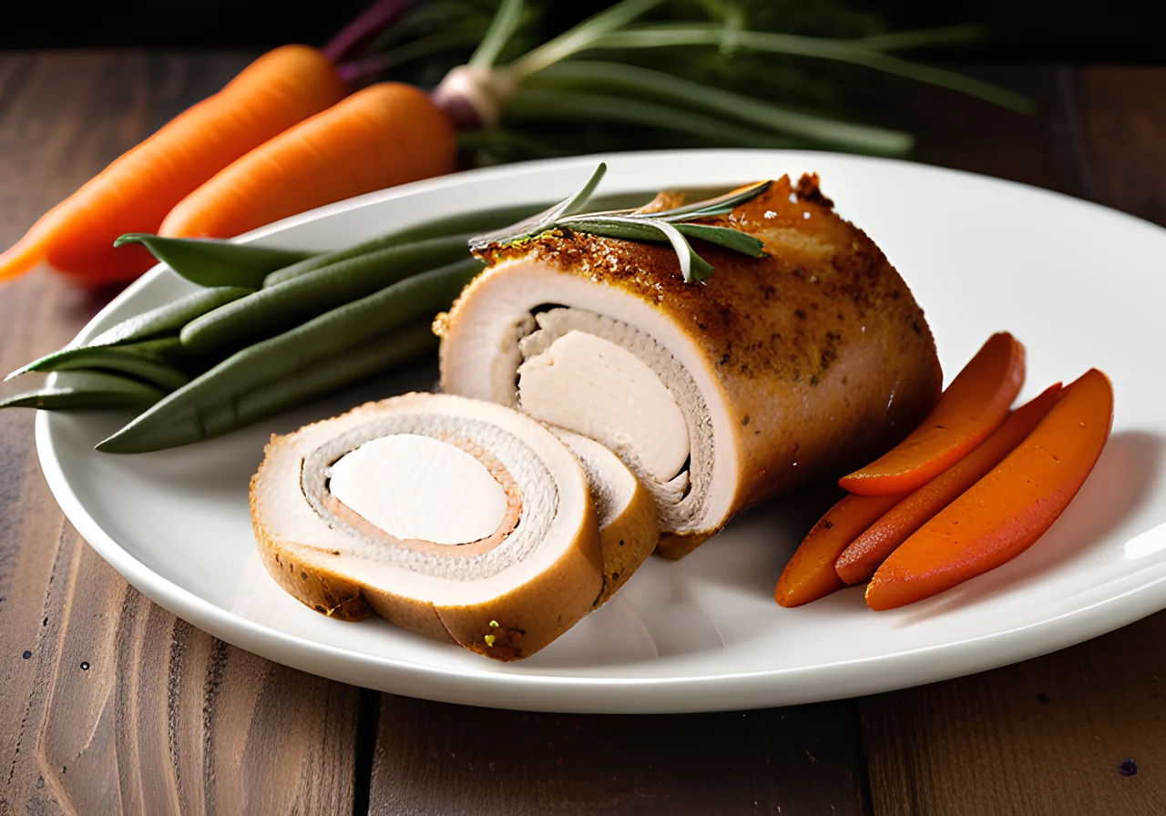 Stuffed Turkey Roll with Mushrooms and Ricotta