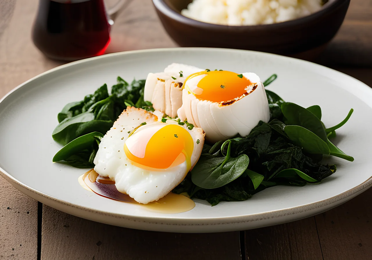 Rice with Fish, Spinach and Egg
