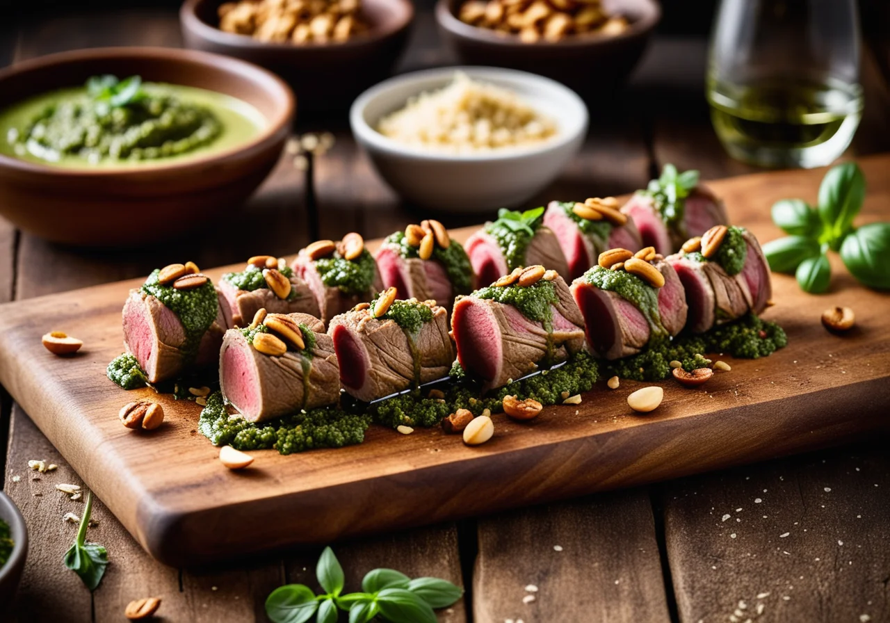 Lamb with Peanuts and Pesto
