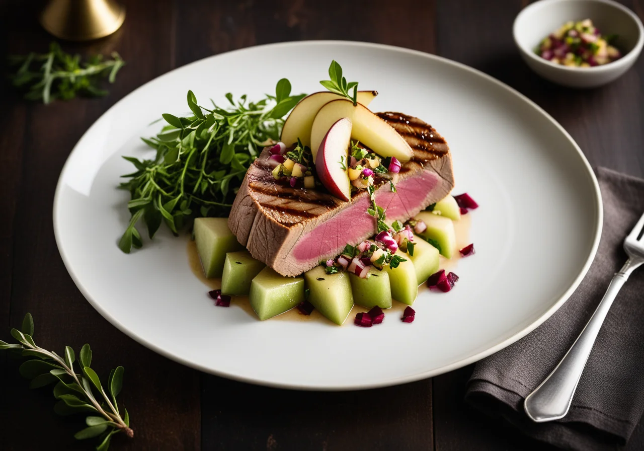 Tuna Steak with Pear Salsa