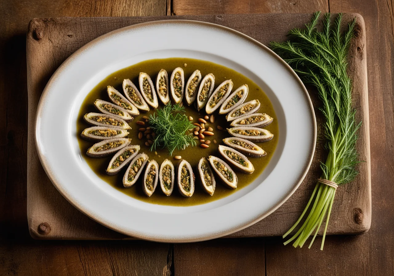 Baked Sardine Roulades with Pine Nuts