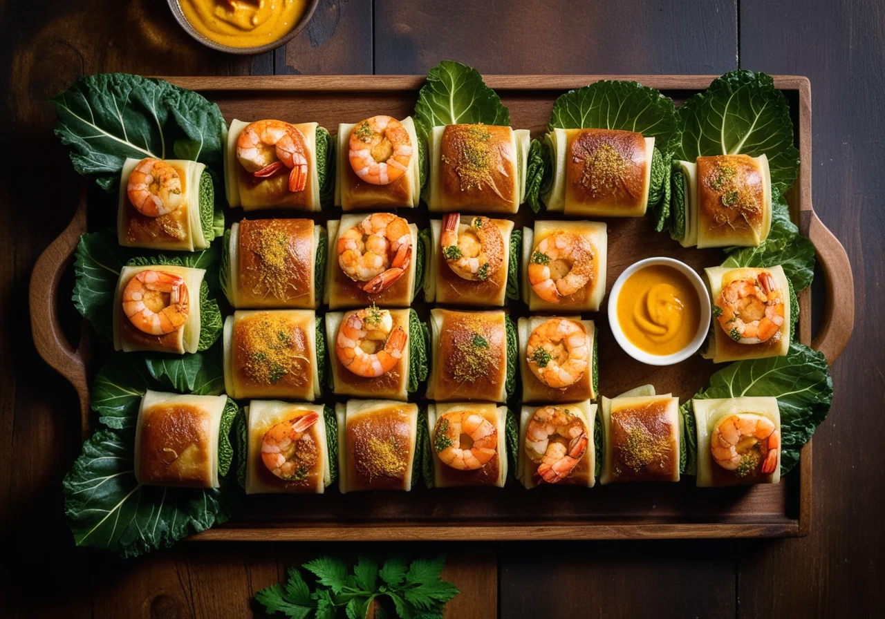Savoy Cabbage Rolls with Shrimp Filling