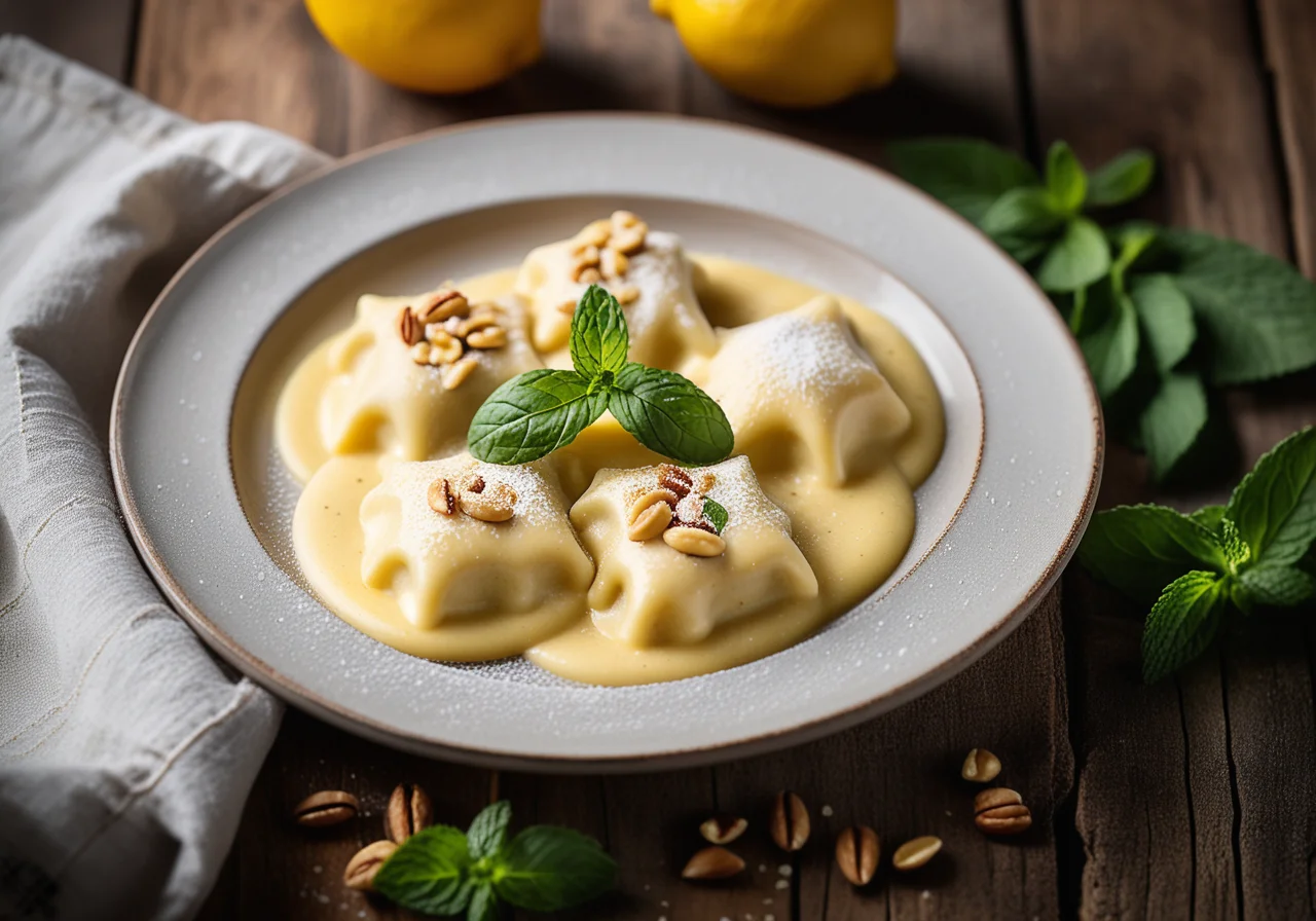 Filled Pasta with Lemon Cheese Sauce