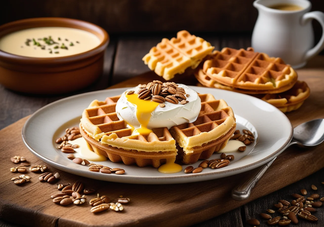 Corn Waffles with Cheese Dip