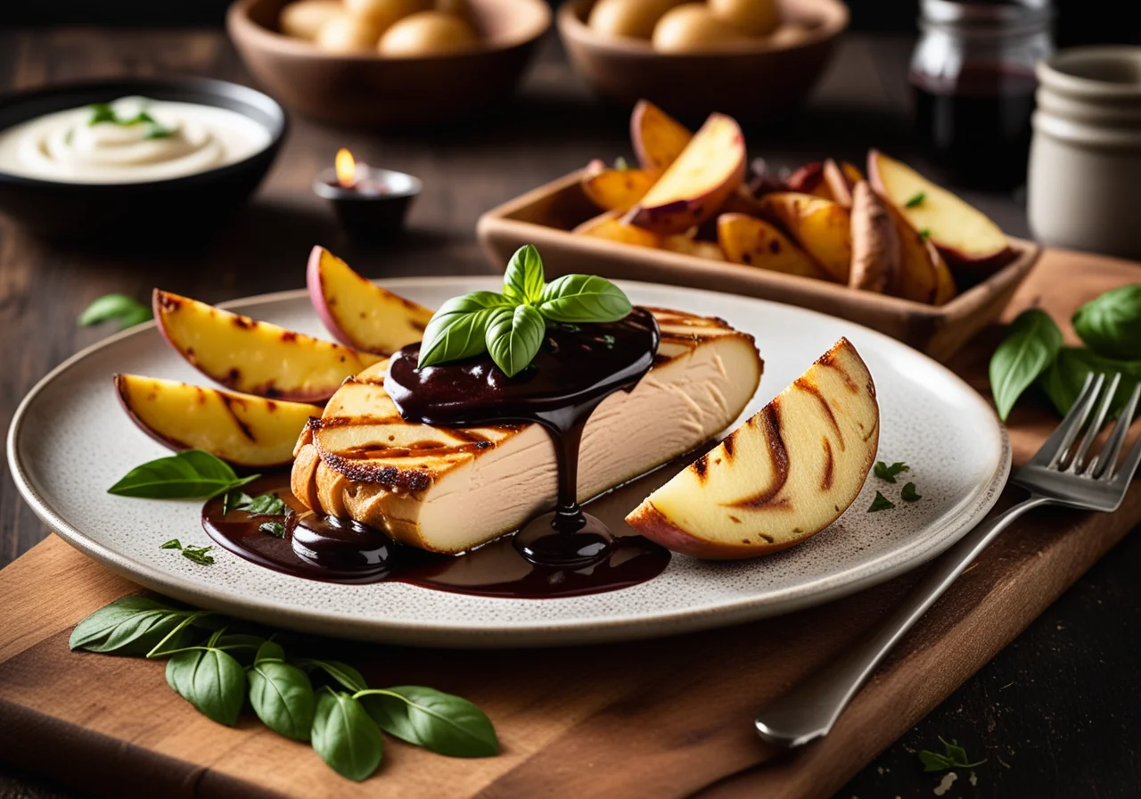 Chicken Fillets with Balsamic Sauce and Fried Potatoes