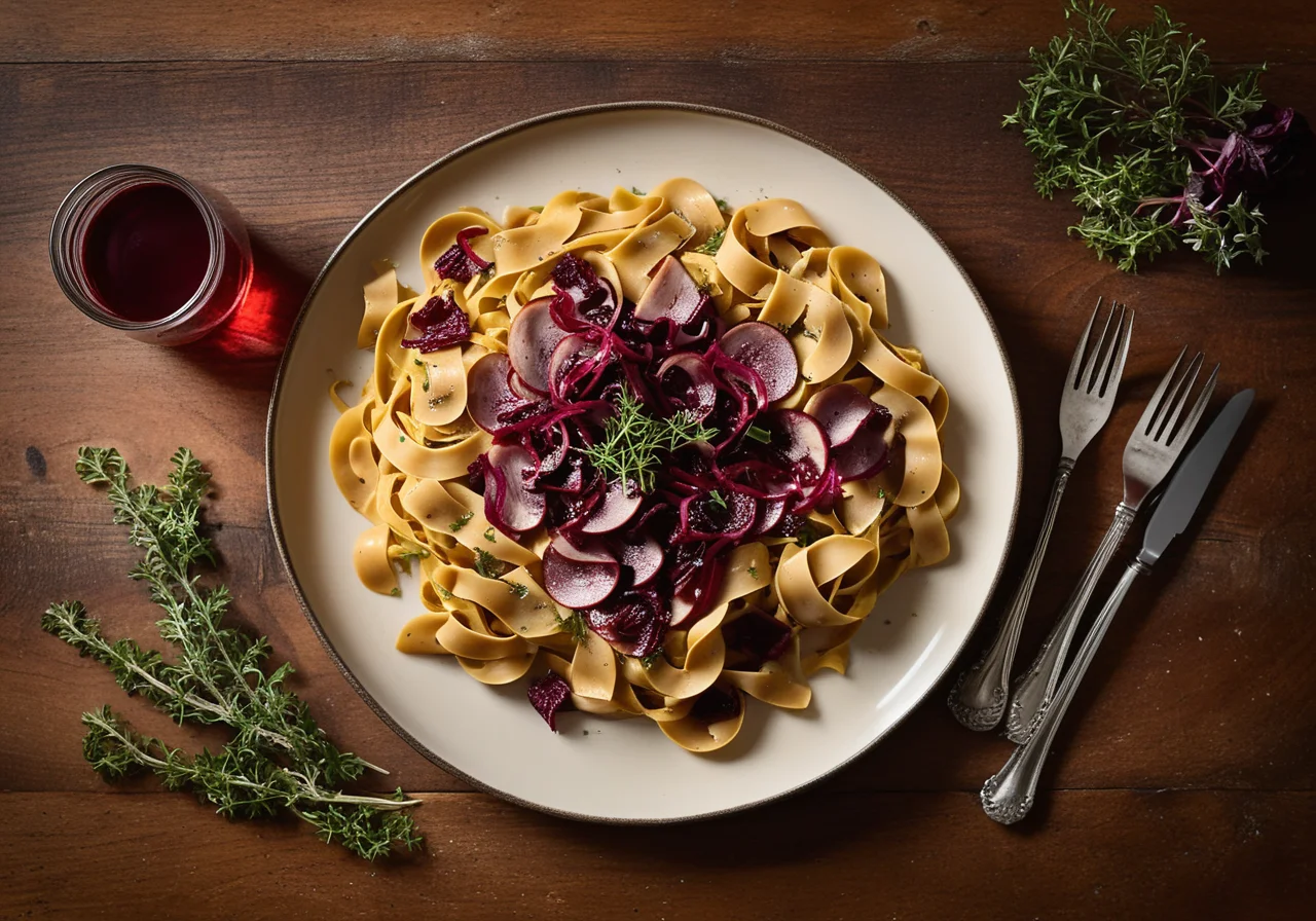 Pasta with Steinpilz-Radicchio Sauce