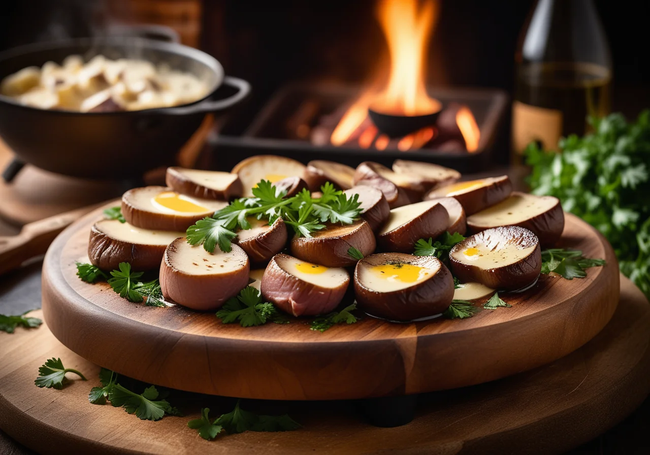 Raclette with Mushrooms and Mozzarella