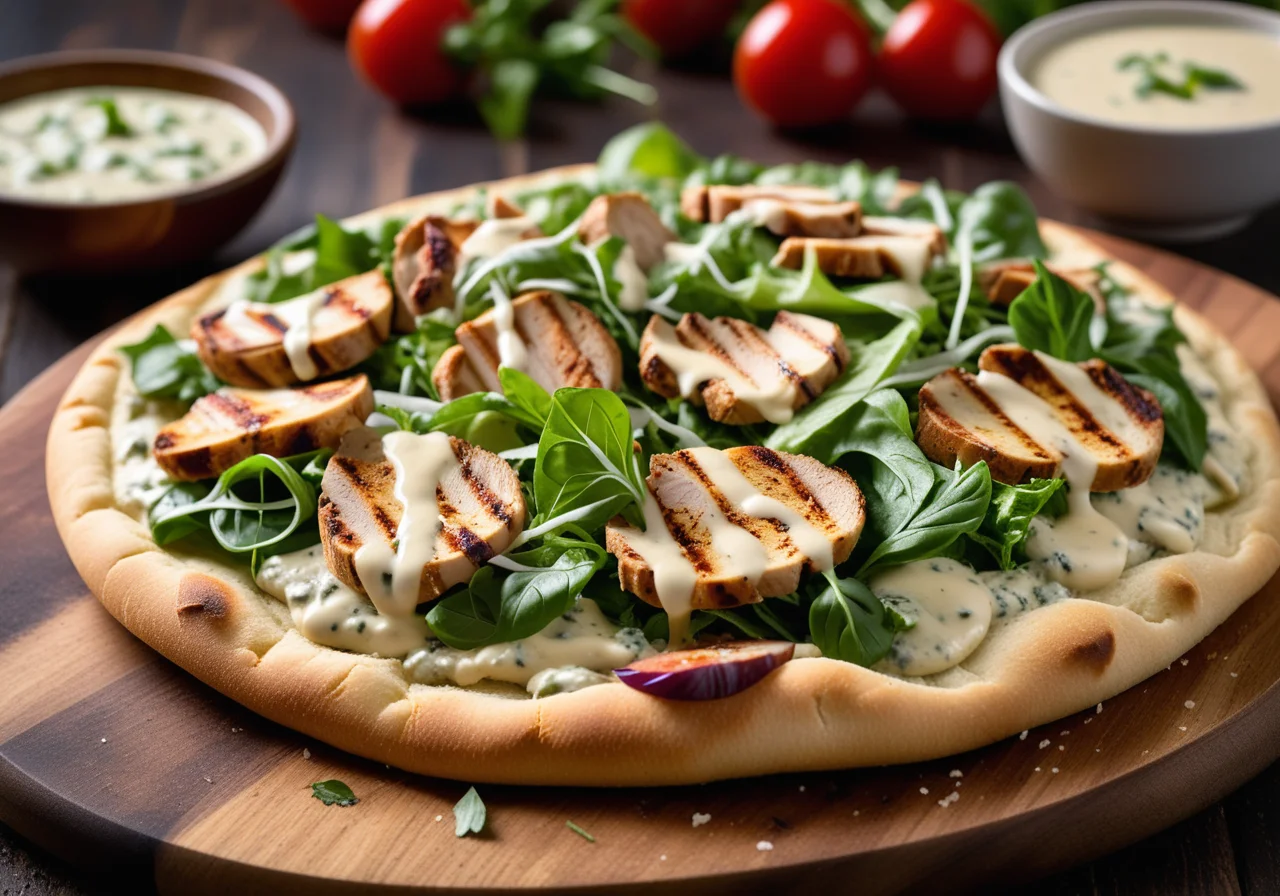 Pizza with Caesar Salad