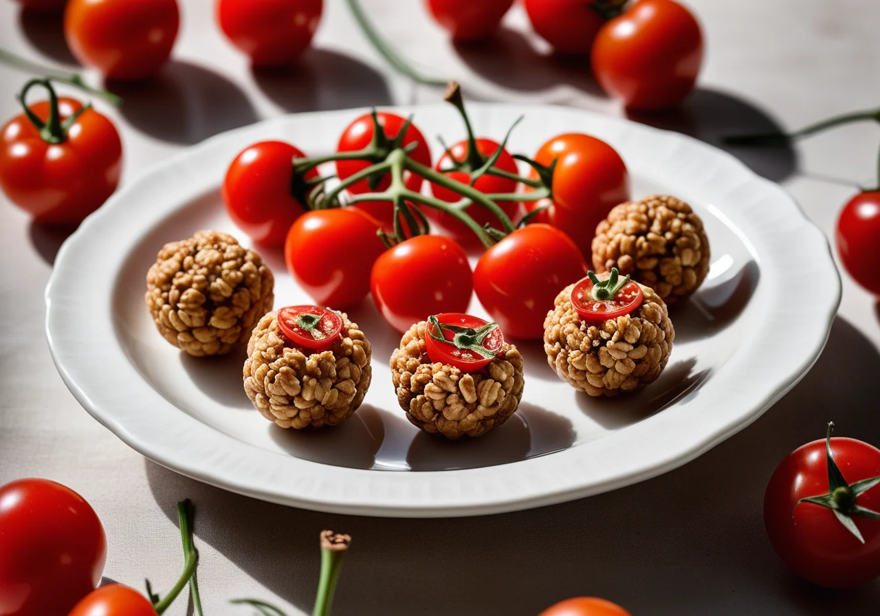 Cheese Balls with Cherry Tomatoes