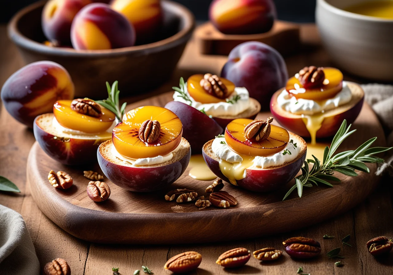 Baked Plums with Goat Camembert