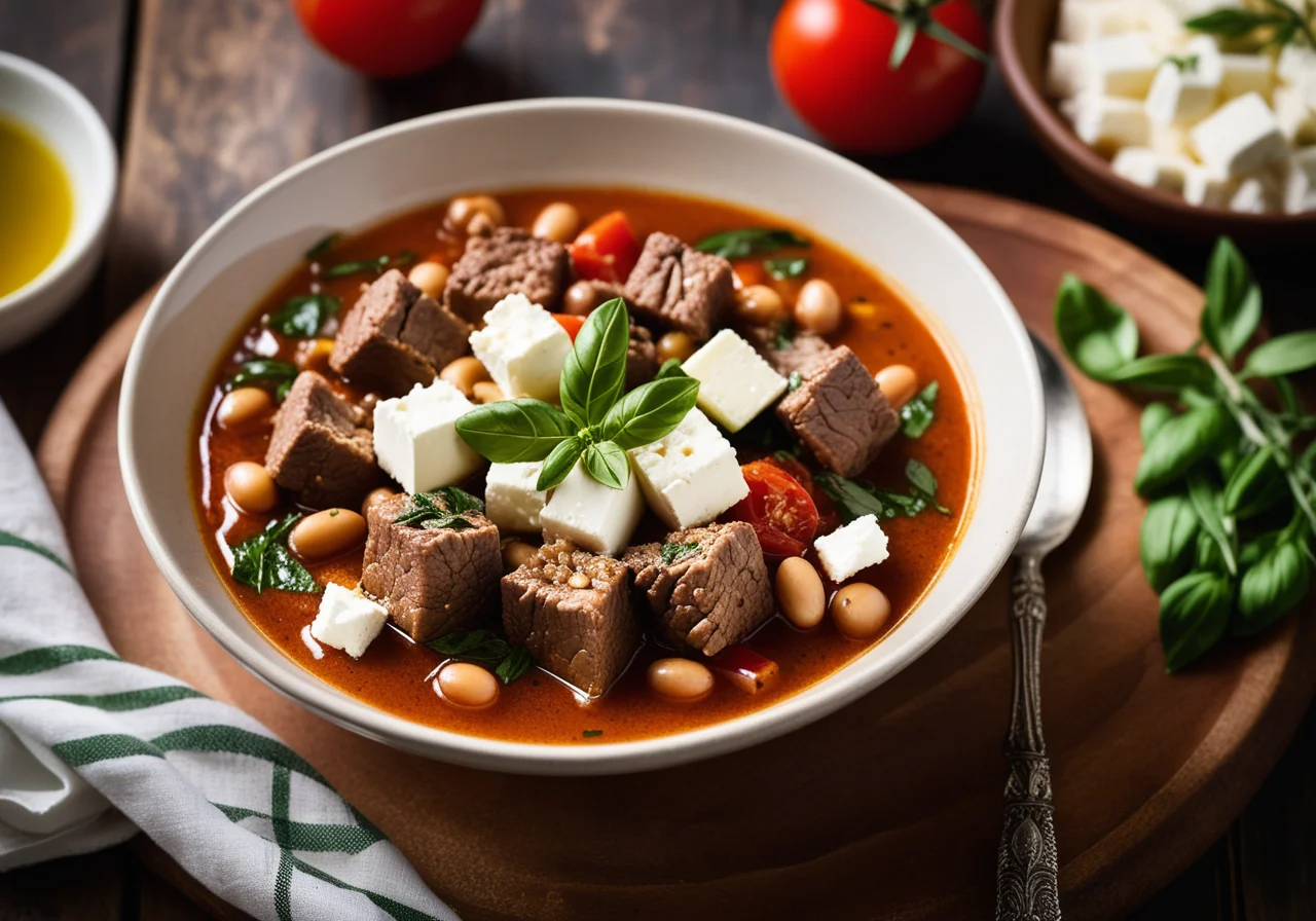 Lamb and Bean Stew with Sheep Cheese