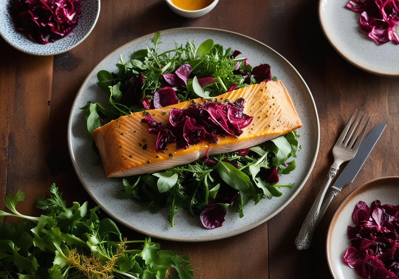 Baked Trout on Salad