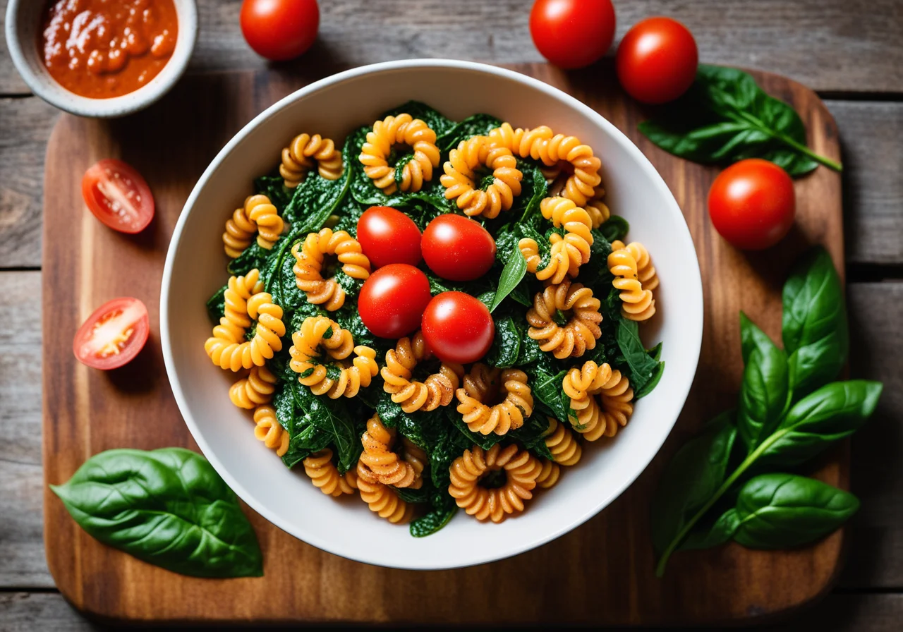Pasta with Spinach and Tomatoes