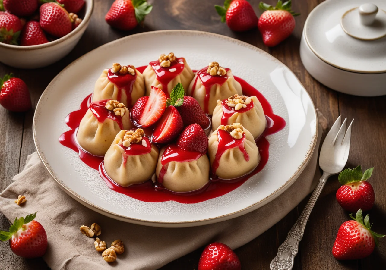 Strawberry Dumplings with Hazelnuts