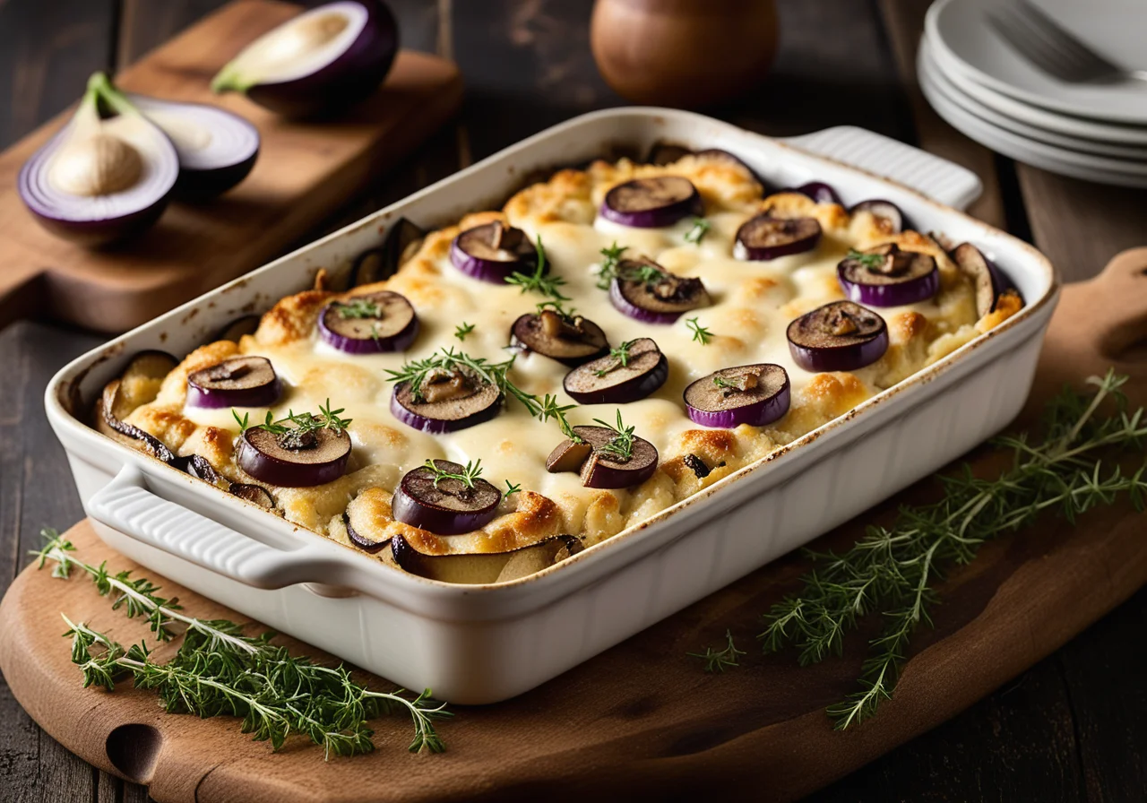 Chicken Eggplant Gratin with Mushrooms