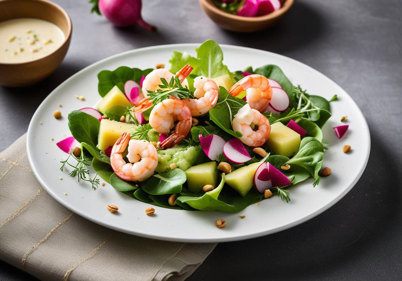 Shrimp Salad with Croutons and Vinaigrette