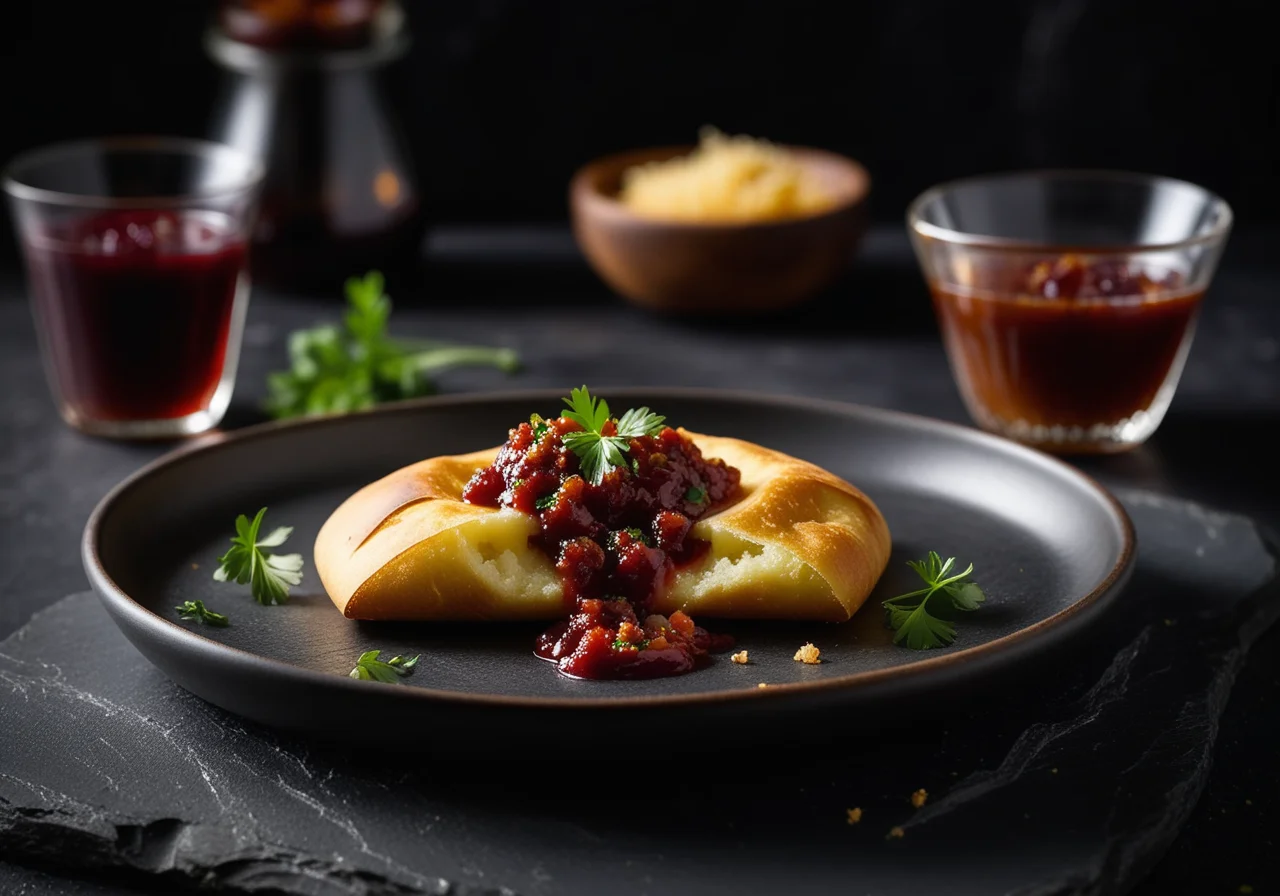 Stuffed Potato Pockets with Fig Chutney