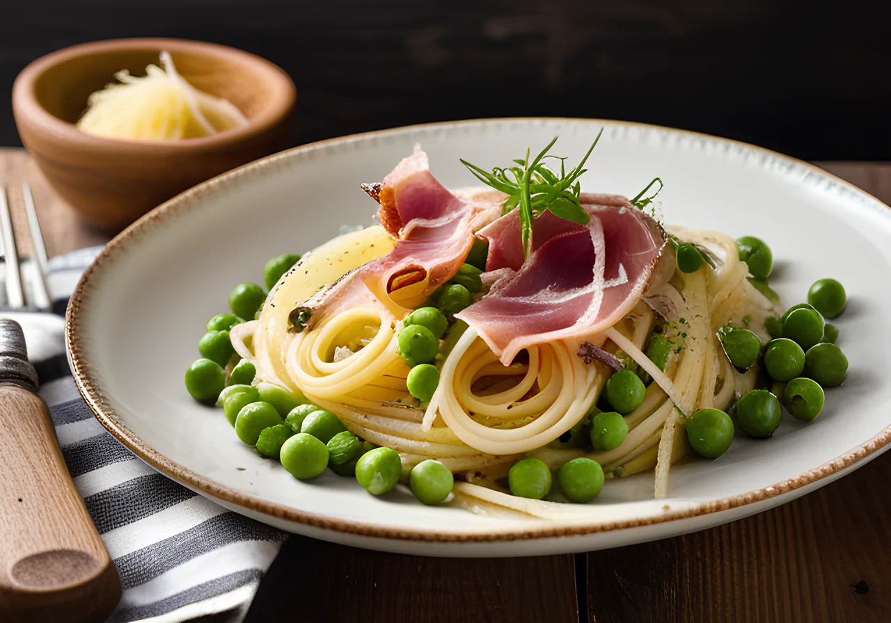 Pasta with Peas and Parma Ham