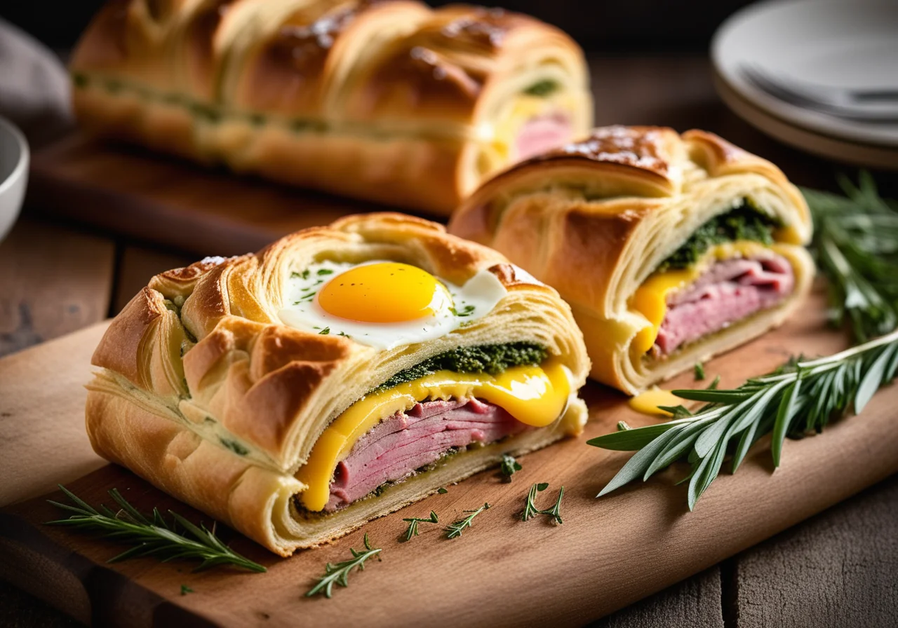Wild Garlic Strudel with Ham