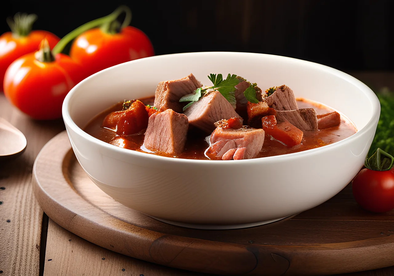 Pork Goulash with Tomatoes in Balaton Style
