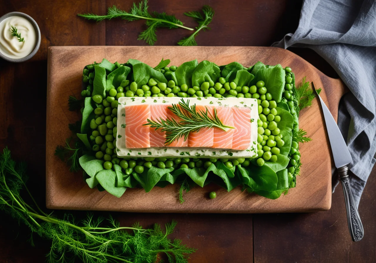 Lachsterrine mit Erbsen