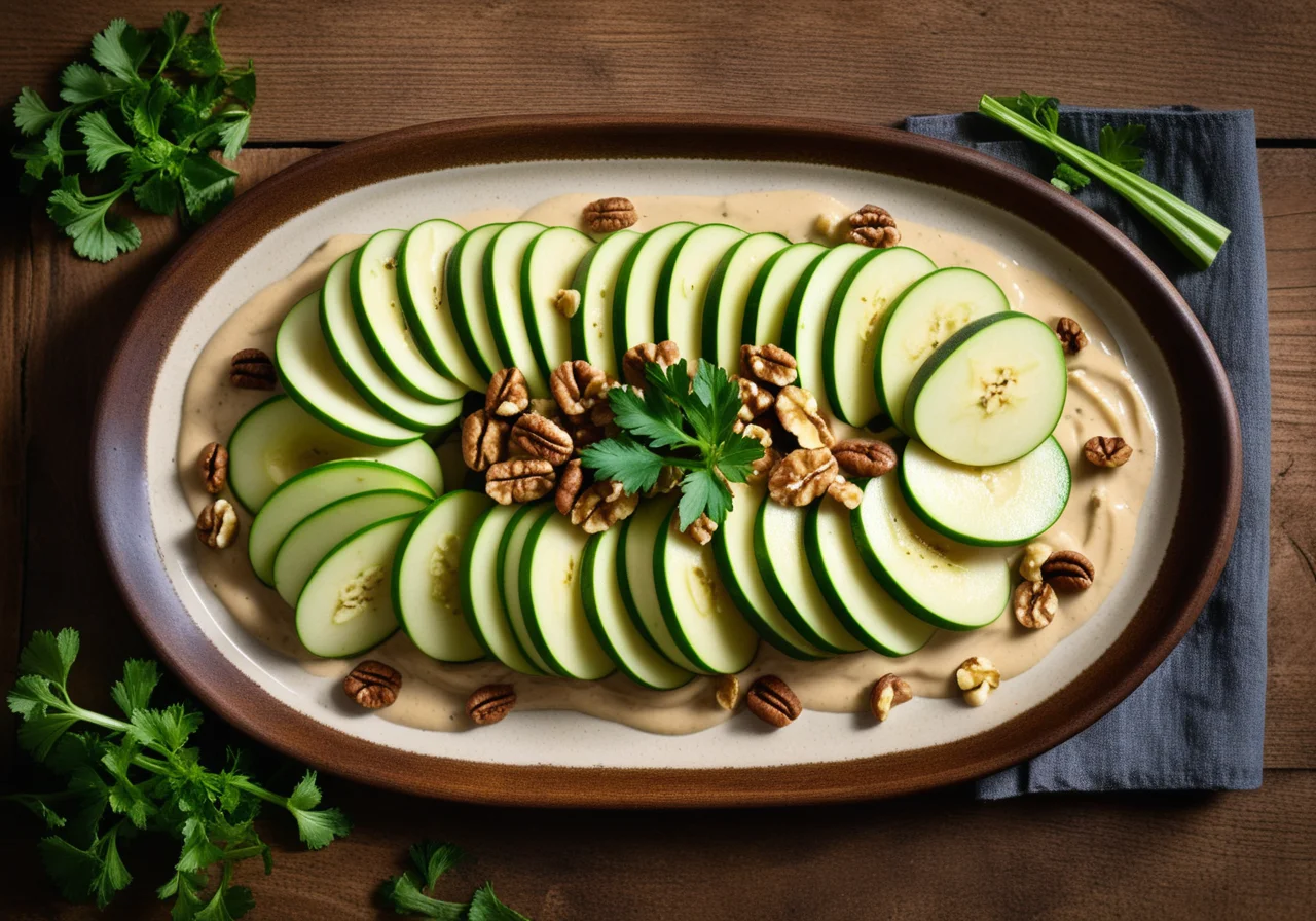 Zucchini and Apple Salad with Walnut Sauce