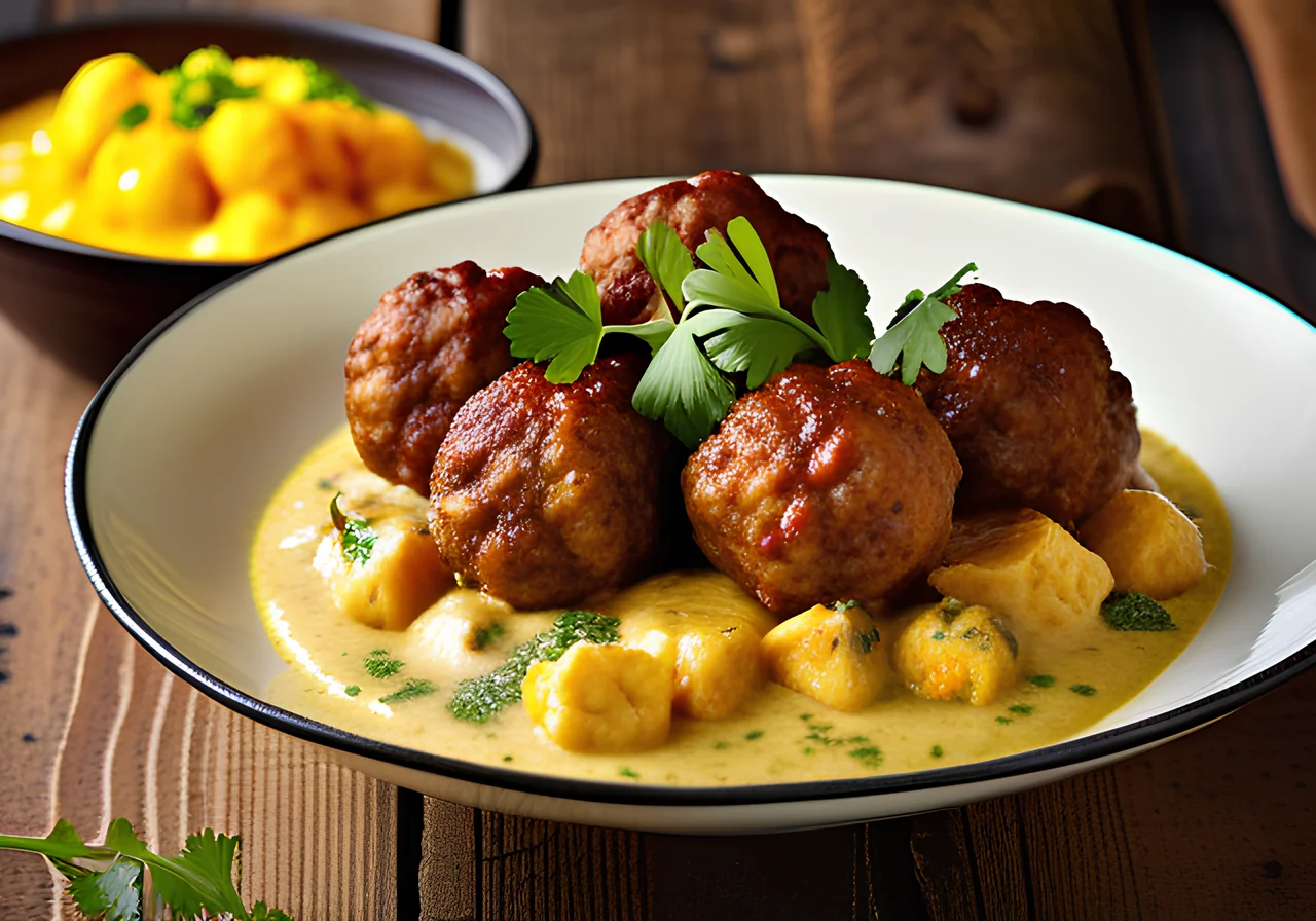 Cauliflower Curry with Meatballs