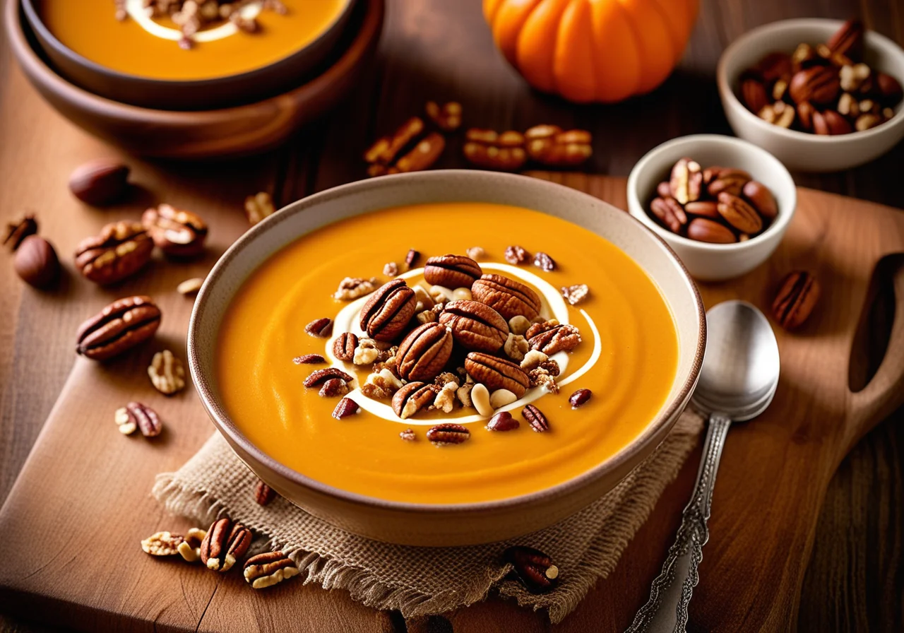 Chestnut Pumpkin Soup with Nuts