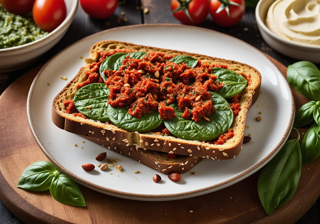 Toasted Bread with Red Pesto