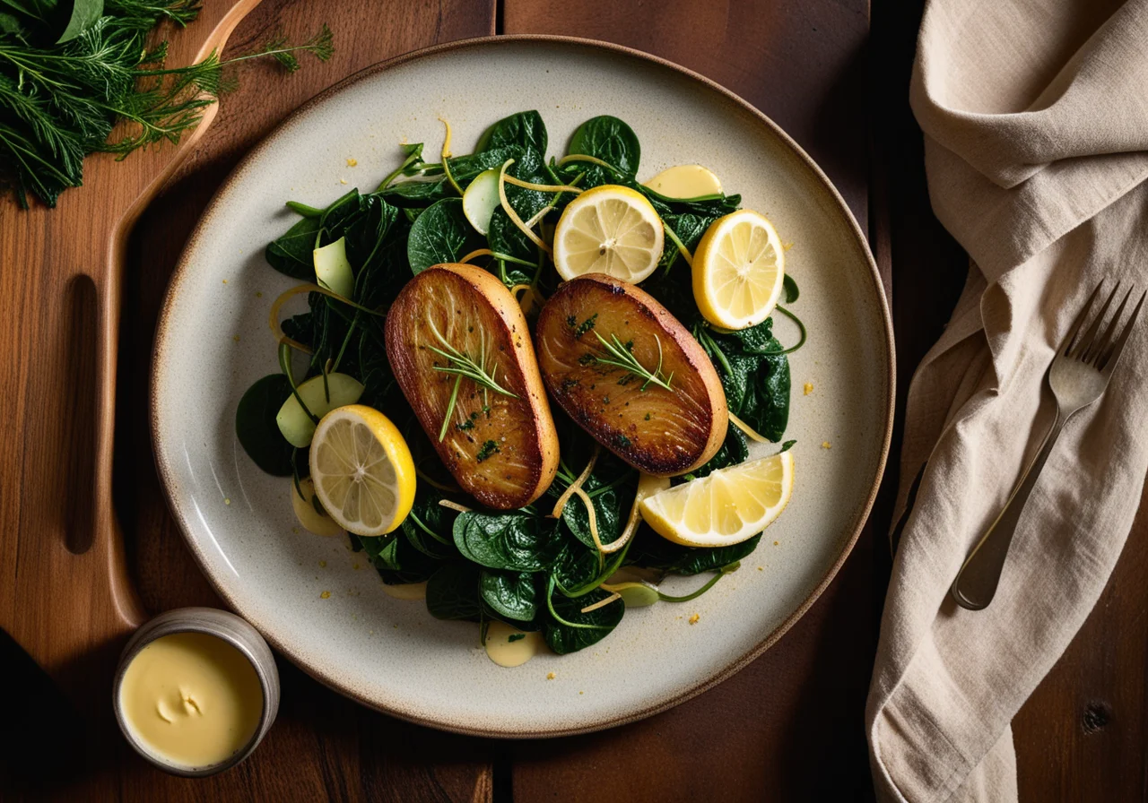 Trout with Oven Potatoes and Spinach