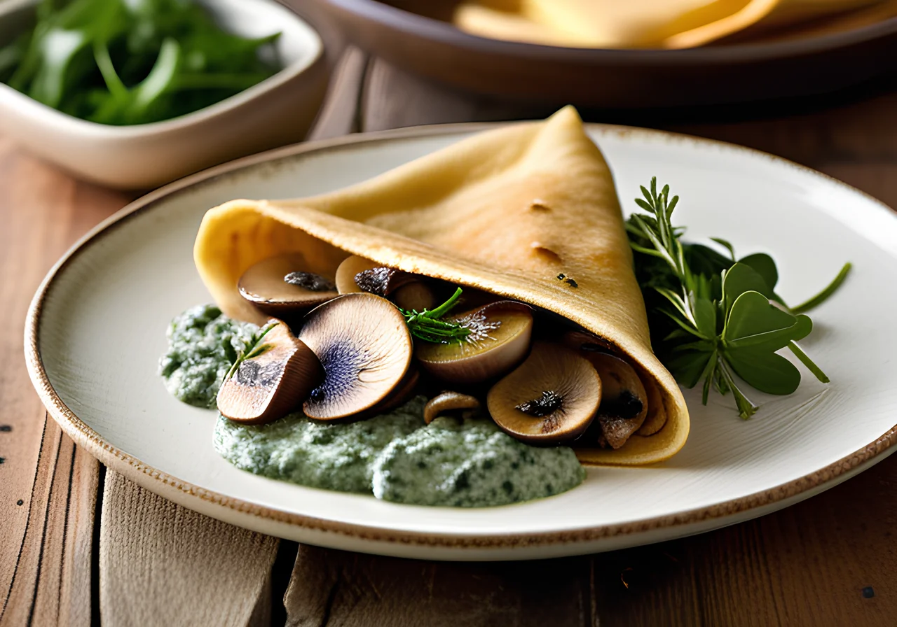 Crepes with Herb Mushrooms