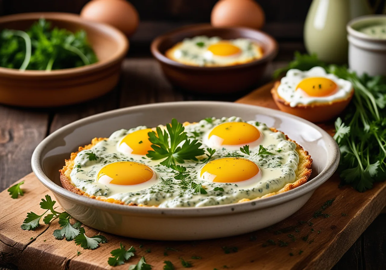 Baked Eggs with Herbs