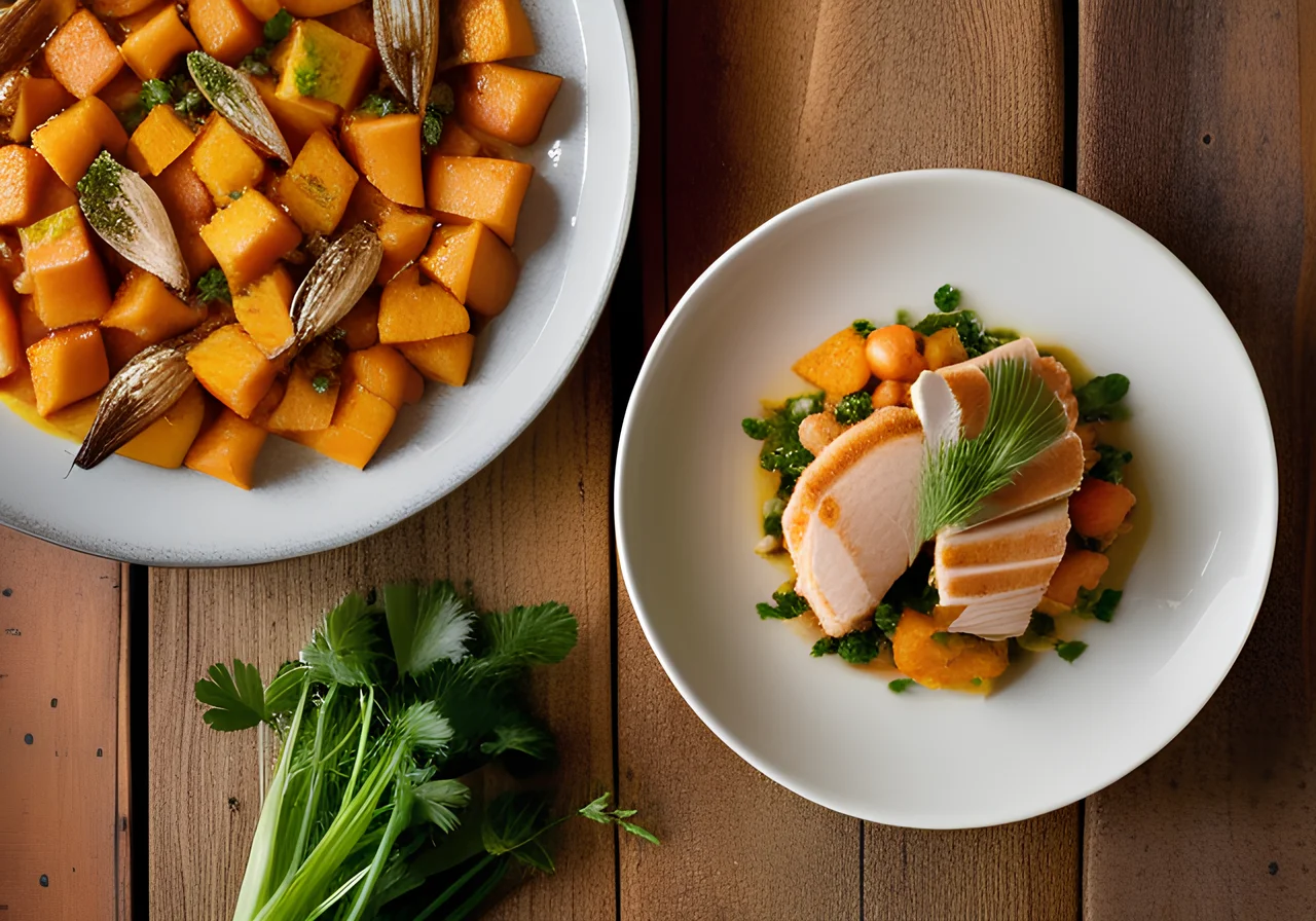 Sweet Potato and Leek Ragout with Chicken Breast Fillet