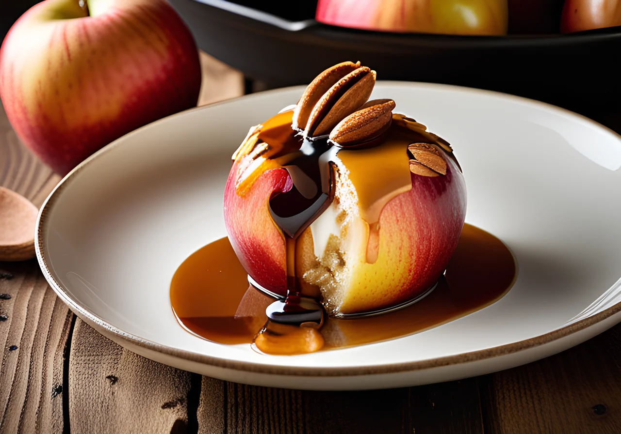 Baked Apple with Vanilla Sauce