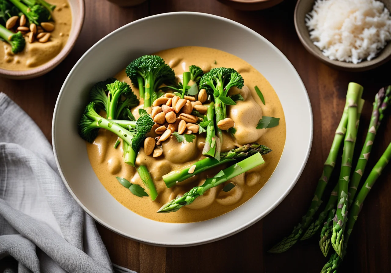 Asparagus Coconut Curry with Broccoli